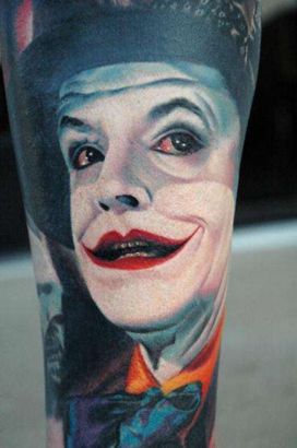 Joker Tattoo Print On Leg