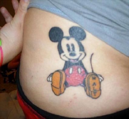 Micky Mouse Tattoo On Side Back