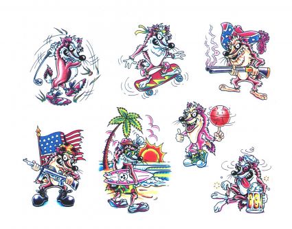 Cartoon With Different Mood Tattoo