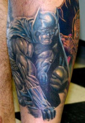 Batman Tattoo Pic On Leg