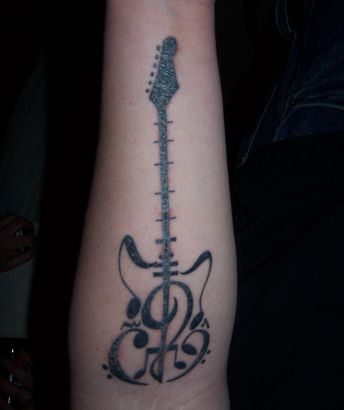 Guitar Tattoo On Hand