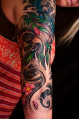 Polynesian Tattoo On Girl's Sleeve