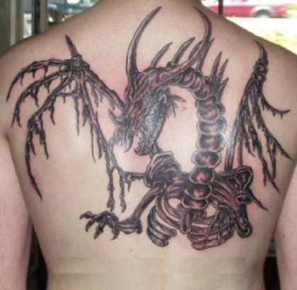 Dragon Skeleton Tattoo On Back