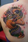 dragon and cherry blossom tree tattoo on back