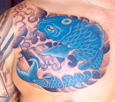 Blue Fish On Chest