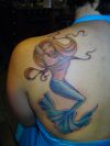 mermaid girl's back tattoo pic