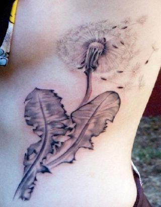 Dandelion Flower Tattoo On Rib