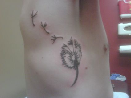 Dandelion Flower Tattoos On Rib