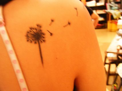 Dandelion Tattoos On Right Shoulder Blade