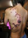 dandelion flower tattoo pic on back of girl
