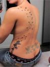 dandelion flower tattoo on upper hip of girl