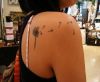 dandelion pic tattoo on shoulder