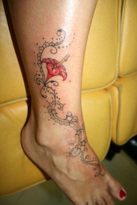 Hibiscus Flower Vine Tattoo