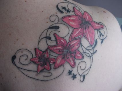 Pink Lily Flowers Tattoos