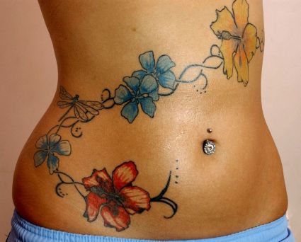 Flower And Dragonfly Tattoo Pic