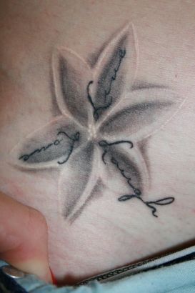 Flower With Text Tattoos