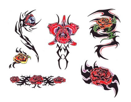 Roses And Tribal Tattoos