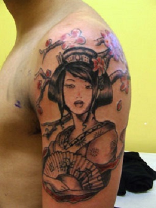 Japanese  Girl Portrait Tattoo Design