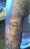 buddha tattoo art on half sleeve