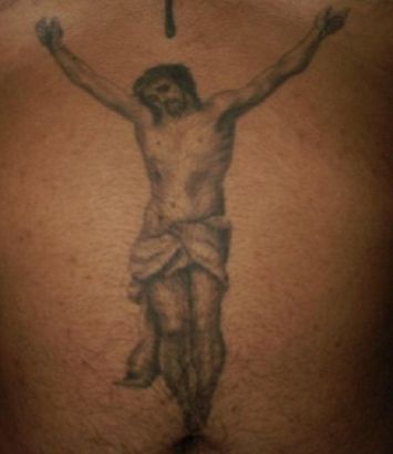 Jesus Tattoo Pic On Stomach