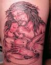 jesus with a child and kid tattoo