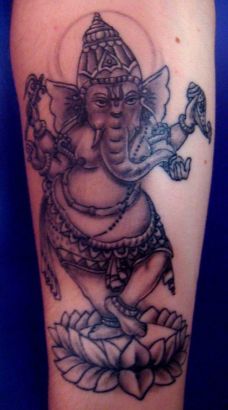 Ganesh Tattoo Stand On Lotus