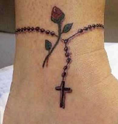 Rose And Cross Amulet Tattoo