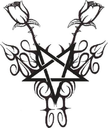 Pentagram And Flower Tattoo