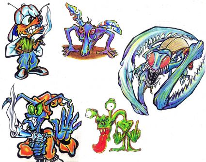 Colored Alien Tattoos