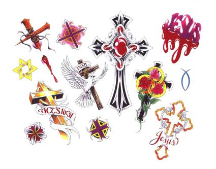 Colored Cross Tattoo Picture