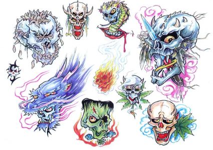 Colored Skull Tattoo Pic