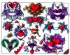 colored hearts tattoo