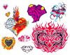 colored heart tattoos