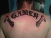 geek tattoo on back