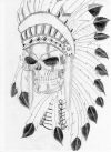 indian native skull tattoo