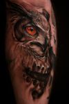 skull tat with owl
