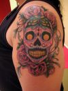 skull and rose tat for girl