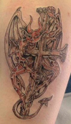 Demon And Cross Tattoo