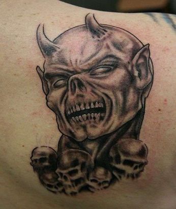 Demon Skulls Tattoo On Back