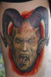 demon face with horns tattoo image 