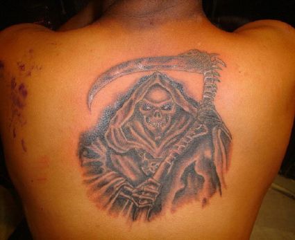 Grim Reaper Pics Tattoo On Back