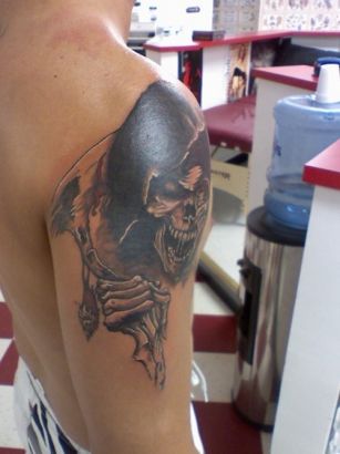 Reaper Tattoo On Shoulder