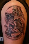 angel and grim reaper tattoo on arm