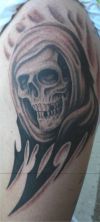 tribal reaper tattoo pic on arm
