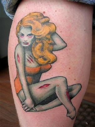 Zombie Tattoo On Calf