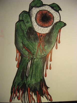 Zombie Hand With Eyes Tattoo Design