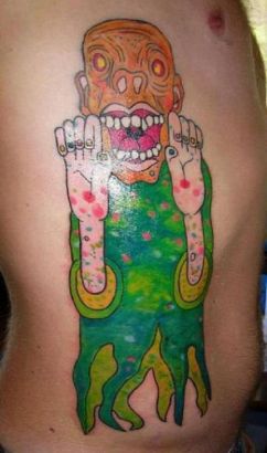 Zombie Tattoo Art On Rib