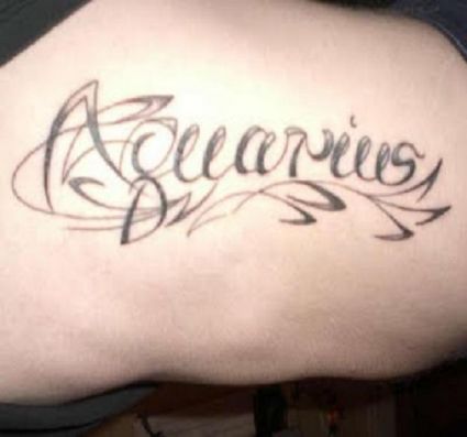 Aquarius Text Tattoo Pic