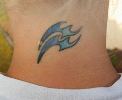 Aquarius Tattoo Pic On Back Of Neck