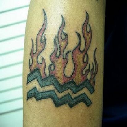 Flaming Aquarius Tattoo
